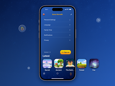 Daily UI Challenge: User Profile app app design audio fairytales daily ui challenge design settings ui ui design user profile ux