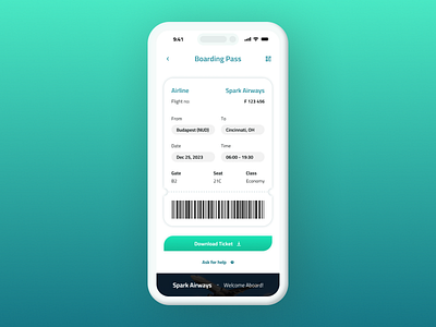 Daily UI Challenge: Boarding Pass airline design app app design boarding pass design daily ui challenge design ui ui design ux