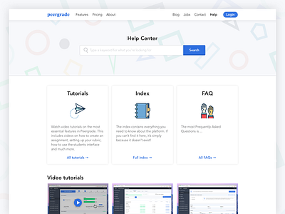 Peergrade Help Center edtech help help center pattern tutorial ui