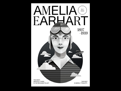 Amelia Earhart Poster adobe design graphic design illustration illustrator vector