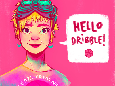 Hello Dribble! adobe cintiq digital dribble hello illustration intuos neon photoshop wacom
