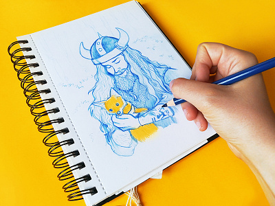 Traditional Sketchbook | 02 art art book fabercastell fox foxes illustration sketch sketchbook sketchbooks traditional traditional art traditional illustration viking vikings windsorandnewton yellow