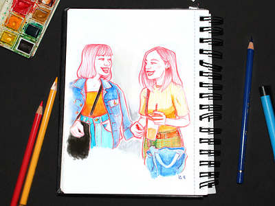 Traditional Sketchbook | 01b fabercastell girl illustration pencil sketch sketchbook sketchbooks traditionalart watercolor windsorandnewston