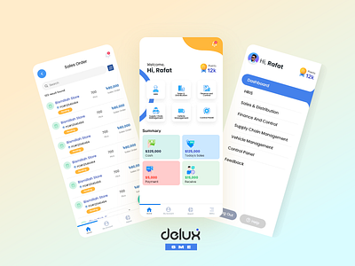 DeluxA SME app UI adobe xd app bangladesh concept creativerafat delivery app delux erp maxrafat sme ui ux