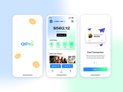 QiPay Wallet App app bangladesh creativerafat crypto figma illustration ios maxrafat money transaction ui wallet