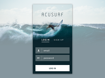 Acusurf - Login Screen app log in login surf surfing ui