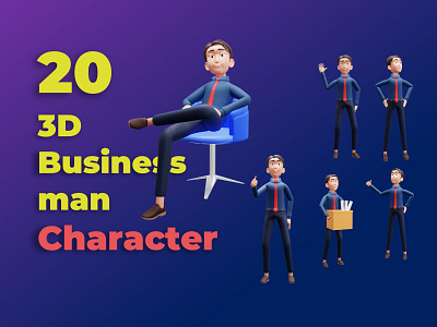 20 3D Businessman Character employee
