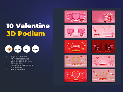 Valentine 3D podium background