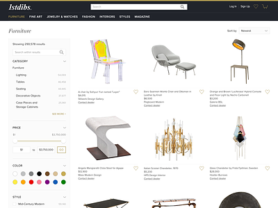 1stdibs Search & Browse Redesign design e-commerce ecommerce filters furniture ui