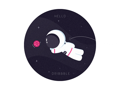 Hello Dribbble astronaut debut first shot hello dribbble illustration space