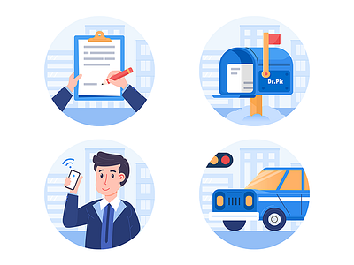 When You Need A Driver blue car driver illustration mailbox ui write