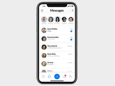 Messaging app appdesign clean flat ios iphone10 iphonex messageapp sketch socialapp ui ux