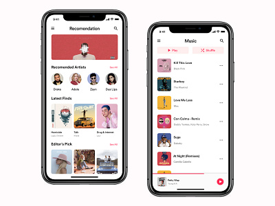 Music App 2019 trend adobexd agency app appdesign clean creative design ios iphone10 iphonex minimal sketch type typography ui ux web webdesign website