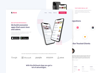 Brillwork Landing Page Exploration 2019 trend agency appdesign clean design features ios landingpage minimal typography ui ux web website website concept