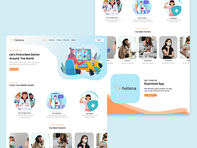 Landing Page Hellena Health app design health landing page ui ux vector website