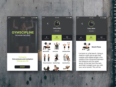Gymscipline app fitness gym ui workout