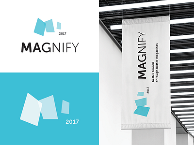 logo - MAGNIFY advertising blue brands conference identity logo m magazines magnify media minimal