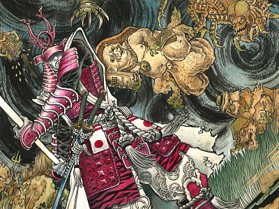Devil is on the bloody details brands illustration japan japanese jilipollo monster myth ronin samurai watercolor yokai