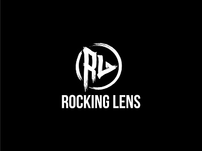 Rocking Lens Logo branding brush logo design entertaiment logo graphic design logo minimal minimalist logo music logo rock logo vector
