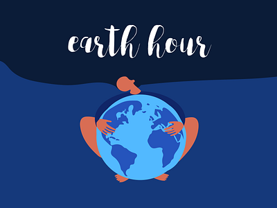 Dear Earth Hour awareness blue design earth earth day enviroment hour illustration planet planet earth sustainability woman