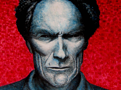 Clint Eastwood acrylic graphic design illustration painting portrait art traditional art