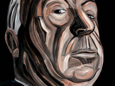 Alfred Hitchcock acrylic art design figurative graphic design illustration painting traditional art
