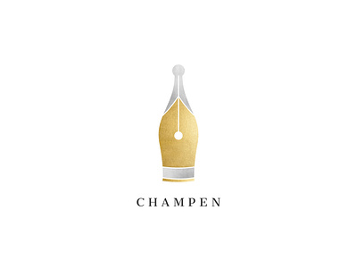 Champagne + pen cleverlogo creative elegant esense logo logo design logodesign logotype luxury luxury logo mark simple symbol