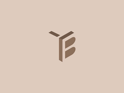 YB monogram 3d brown creative cube logo mark monogram sculpture wood yb