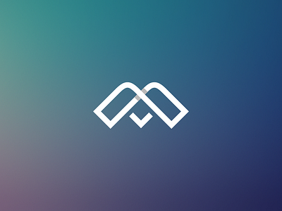 M monogram abstract gradient letter logo m mark monogram shadow simple type white