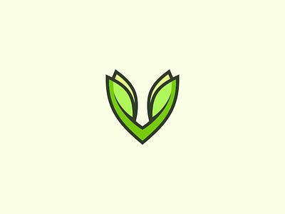 V leaves design green leaf leaves logo logotype mark simple symbol