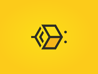 Bee code bee cube esense logo logotype mark symbol yellow