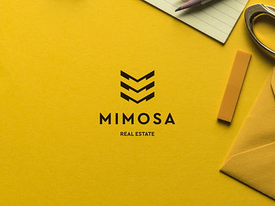 Mimosa building elegant esense logo logotype mark minimial realestate simple symbol yellow