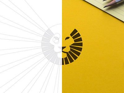 Lion concept abstract animal colors construction creative elegant guidelines illustration lines lion logo logomark mark minimal simple symbol yellow