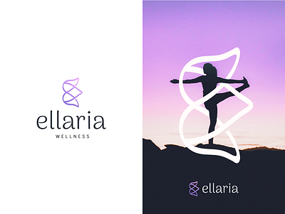 Ellaria abstract colors creative elegant gradiend logo logotype lotus mark minimal monogram monogram letter mark monogram logo purple simple symbol wellness