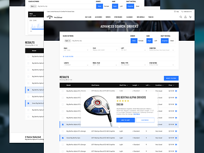 Callaway Golf Pre-Owned Redesign advanced search callaway golf new redesign responsive table results search ui ux website