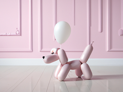 Cute 3D render of a Baby Pink Balloon Dog