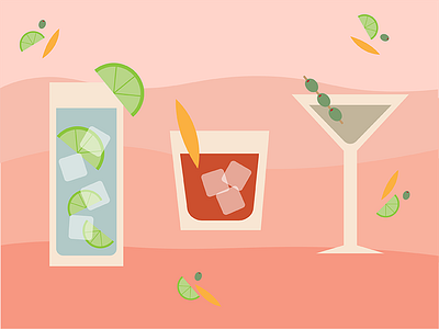 Gin Cocktails alcohol cocktail gin gin cocktail illustration illustrator
