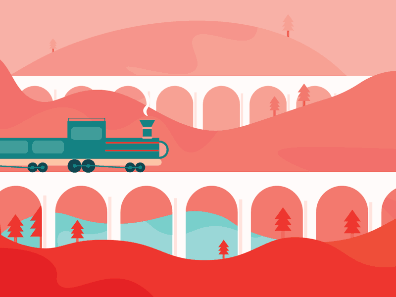 Choo choo animation bridge gif illustration mountain train trains