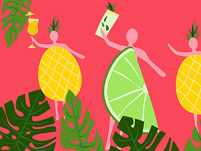 Rum & Fruit People alcohol cocktail fruit illustration lime liquor mojito pina colada pineapple rum rum cocktail