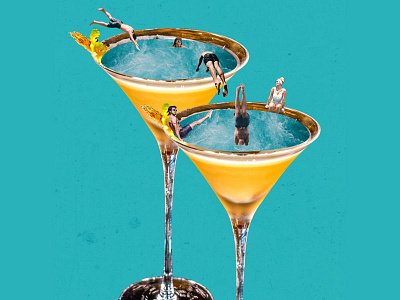 Pool-tini collage art diving martini photo illustration photoshop pool swimming