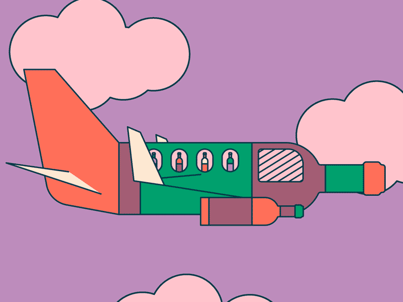 Wine Plane airplane airport animation booze gif illustration in the air plane vinepair wine