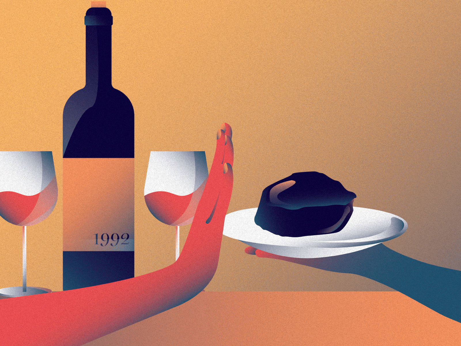 No Thanks aged wine alcohol animation booze dinner fine wine food gif illustrator liquor photoshop steak vector vinepair wine