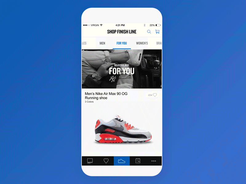 Finish Line App - Personalized Product Feed app e commerce mobile product feed retail