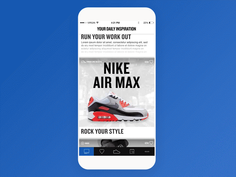 Finish Line App - Inspiration Feed to Check Out