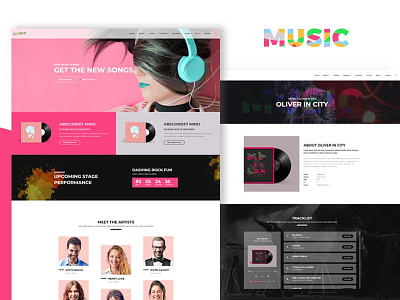 Music clean color design elegant design music music album music event music player music shop music studio musician ui