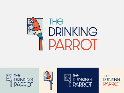 The Drinking Parrot Logo bar brand brand design branding design flat illustration illustrator logo logo design parrot parrot logo parrots vector vector illustration