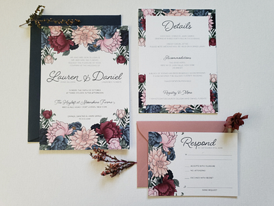 Bohemian Floral Wedding Suite digital illustration floral illustration wedding wedding invitations