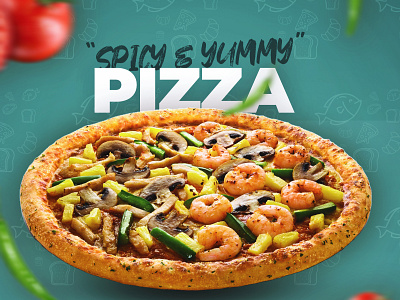 Spicy & Yummy Pizza (Social Media Post Design) ad design graphic design illustration pizza post post design social media post design