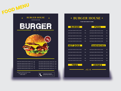 FOOD MENU business cover business flyer graphic design illustration