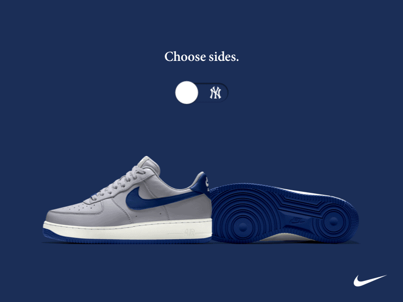 Choose sides. A concept for Nike and the MLB branding marketing mets motion nike shoes sneakers sports ui ux yankees
